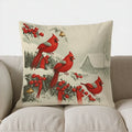 Axyaa Christmas Cardinals Pillow Cover for Home & Winter Decor