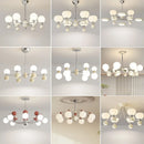 Axyaa Chrome Glass Chandelier: Modern Full Spectrum LED Pendant Light for Healthy Eye Protection