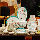 Axya European Luxury Bone Dinnerware Set: Bowls, Plates, Dishes, Spoons, Chopsticks.