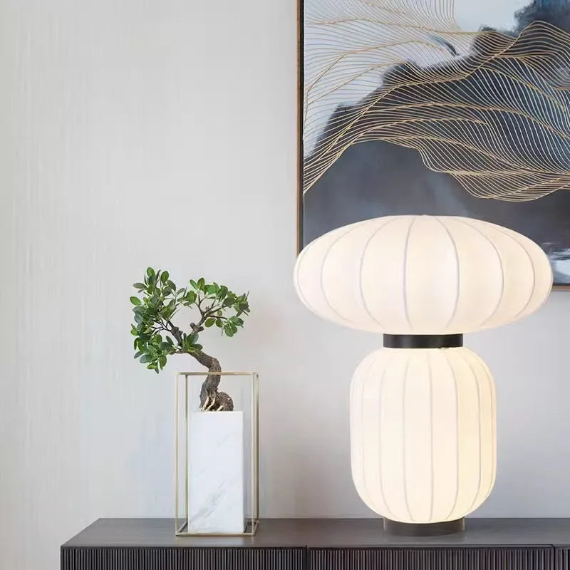 Axyaa Silk Table Lamp: Wabi-sabi Style for Living Room, Bedroom, Kitchen, Dining Room