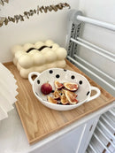 Axyaa Polka Dot Ceramic Salad Bowl Hand-Painted Creative Baking Pan Fruit Bowl