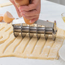 Axyaa Stainless Steel Dough Cutter with Wooden Handle and Six-Wheel Roller Knife