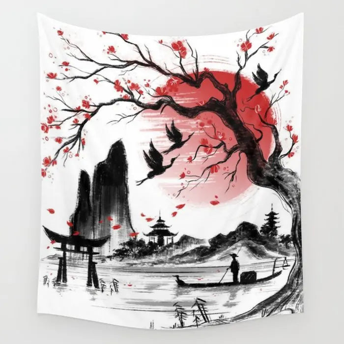 Axyaa Studio Ghibli Anime Landscape Wall Tapestry Cover Beach Towel Blanket
