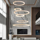 Axyaa Modern Ring Stairs LED Pendant Light Chandeliers for Living Room and Dining Room