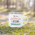 Enamel French Printed Coffee Cup with Handle - Best Thanks Gift for Atsem by Axyaa