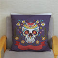 Colorful Day Of The Dead Skull Pattern Pillow Cover by Axyaa