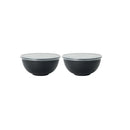 Axyaa Black Plastic Bowl Set with Reusable Lids for Home Kitchen and On-the-Go