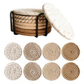 Axyaa Minimalist Woven Coasters Set of 8 for Drinks, Boho Coffee Table Decor