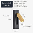 Axyaa Black Brass USB Wall Lamp Sconce, 3W Spotlight for Bedroom Reading