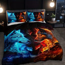 Axyaa Wolf Flame Duvet Cover Set: Soft Polyester Bedding for All Seasons