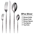 Axyaa Stainless Steel Cutlery Set - Hammer Handle Fork Spoon Mirror Dinner Kitchen Utensils