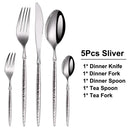Axyaa Stainless Steel Cutlery Set - Hammer Handle Fork Spoon Mirror Dinner Kitchen Utensils