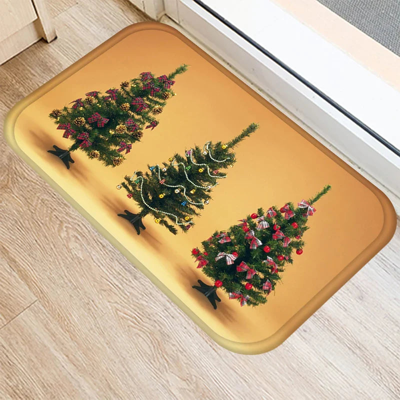 Axyaa Christmas Balls Tree Printed Door Mat Non-Slip Floor Carpet)((((