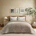 Axyaa Soft Velvet Quilt Set | Luxurious Striped Bedding | Queen Size Comforter