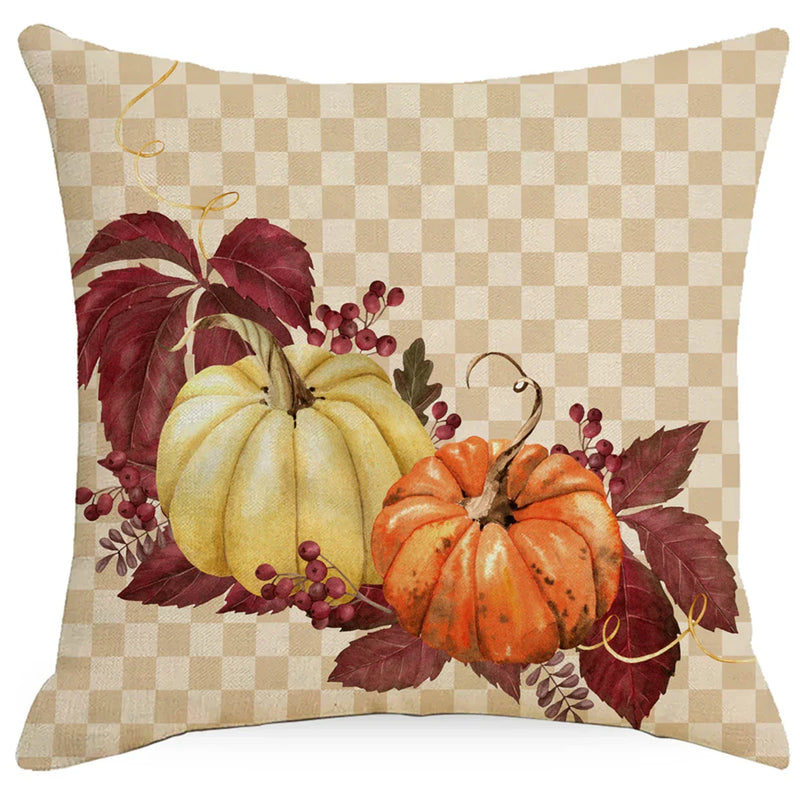 Axyaa Autumn Harvest Maple Leaf Pillow Cover for Living Room and Bedroom