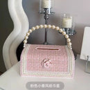 Axyaa Tissue Box: European & American Style, Handmade with Pearls, Ins Style Fabric