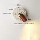 Axyaa White Glass LED Wall Light Fixture Terrazzo Stone Pull Chain Switch Home Decor