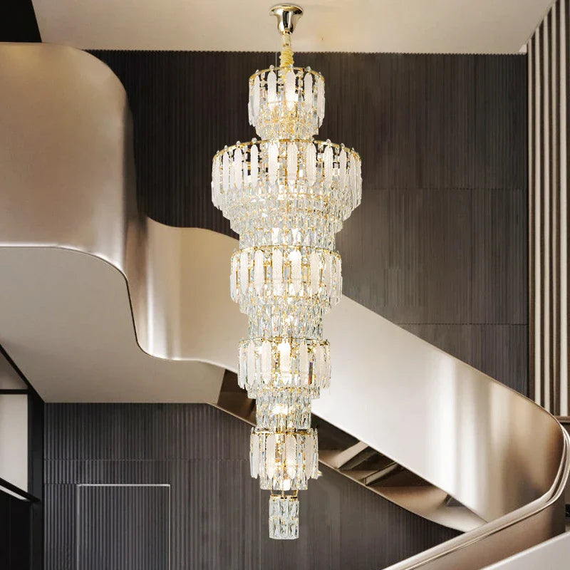 Axyaa Crystal Staircase Chandelier | Elegant European Style for Luxurious Living