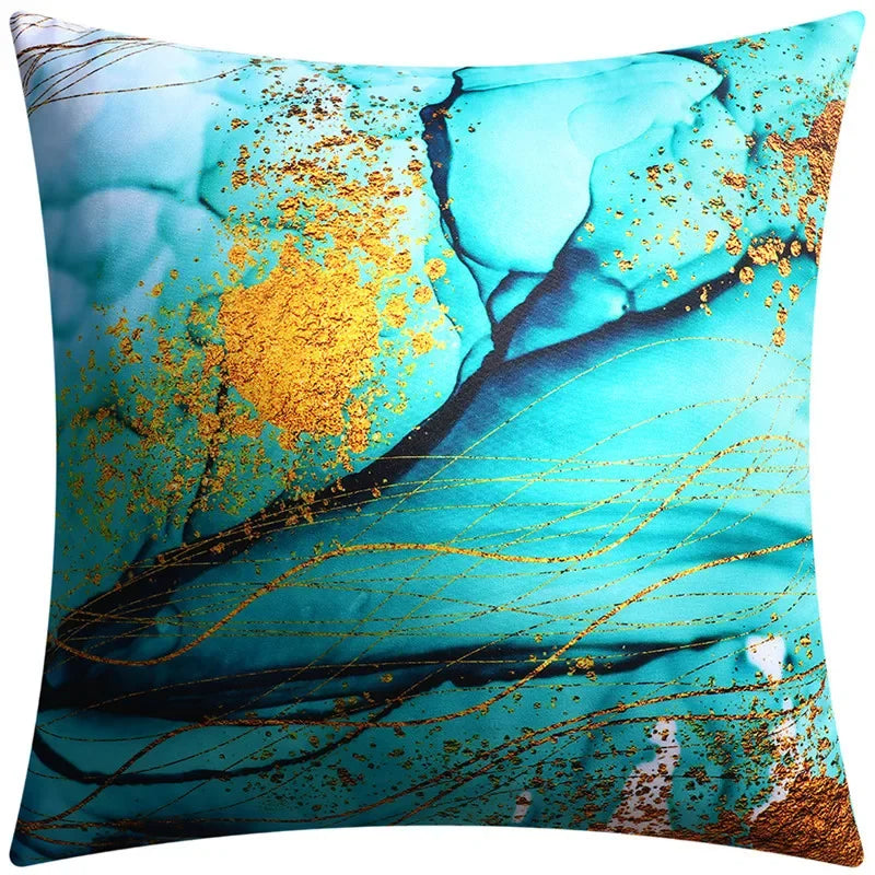 Yellow Grey Flower Pillowcase 45cm Double-Sided Print Cover for Home Decor by Axyaa