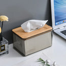 Axyaa Wooden Lid Tissue Box Holder for Living Room, Car Decor - Transparent Desktop Napkin Storage Box