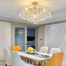 Axyaa Crystal LED Chandelier: Elegant Modern Ceiling Pendant Light for Living Room, Kitchen & Home Décor