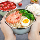 Axyaa Stainless Steel Double Layer Rice Bowl for Kids and Kitchen Tableware