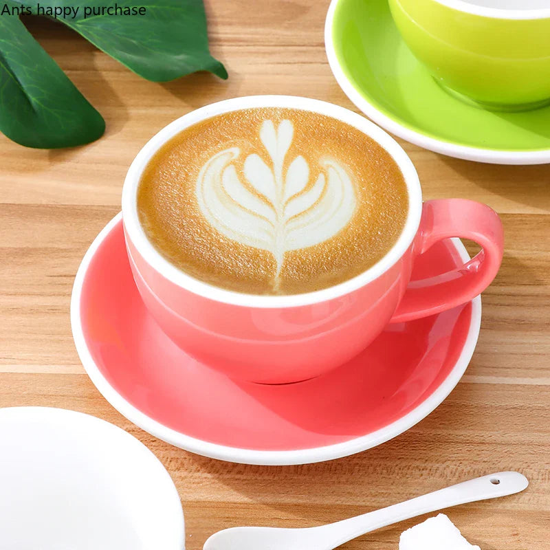 Axya 350ml Ceramic Coffee Cup and Saucer Set for Office Use