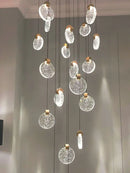 Axyaa Crystal Chandelier: Luxury LED Pendant Lighting for Staircase and Villa Loft