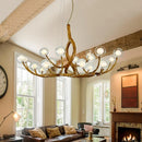 Axyaa Vintage Resin Chandelier with Glass Bubble LED Lighting