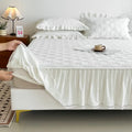 Axyaa Yarn-Dyed Cotton Bed Skirt with Lace, All-Season Mattress Topper