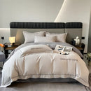 Axyaa Long Staple Cotton Bedding Set: 4-Piece Matte Sheet & Duvet Cover in Pure Cotton