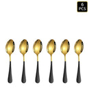 Axyaa 24-Piece Gold & Black Stainless Steel Cutlery Set