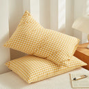 Axyaa Soft Cotton Pillowcase Chequer Grid Pattern 48x74cm Bedding Pillow Cover Set