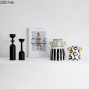 Axyaa Striped Ceramic Vase for Flowers Desk Decor Artifical Arrangement Aesthetic Ornament