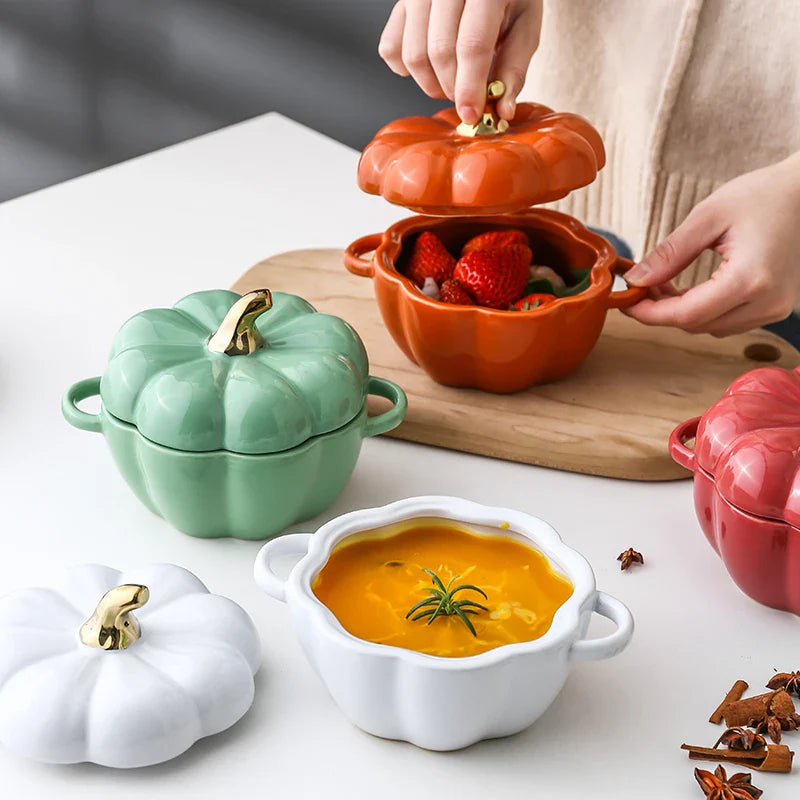 Axya 6.5" Ceramic Pumpkin Bowl - Creative Kitchen Storage for Fruit and Salad