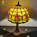 Axyaa Tiffany Style Tulip Desk Lamp Americana Design Rustic Bedroom Office Decor