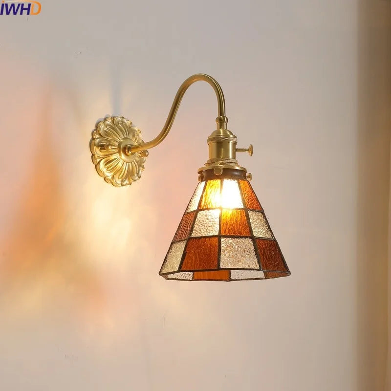 Axyaa Nordic Copper Glass LED Wall Lamp for Home Decor
