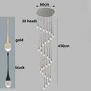 Axyaa Crystal Chandelier Stair Pendant Lamp Living Room Lighting