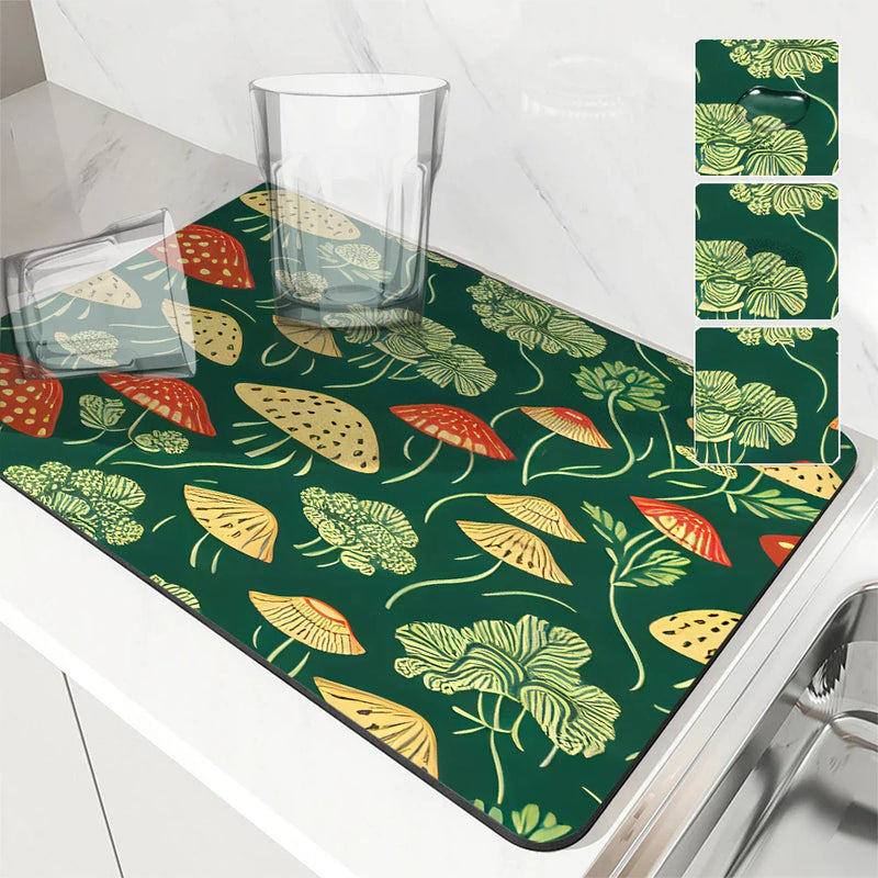 Axyaa Plant Leaf Absorbent Drying Mat for Kitchen Dishes & Cups