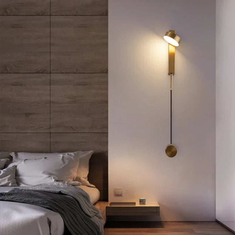 Axyaa Black LED Wall Lamp with Switch - Modern Bedroom Bedside Lighting