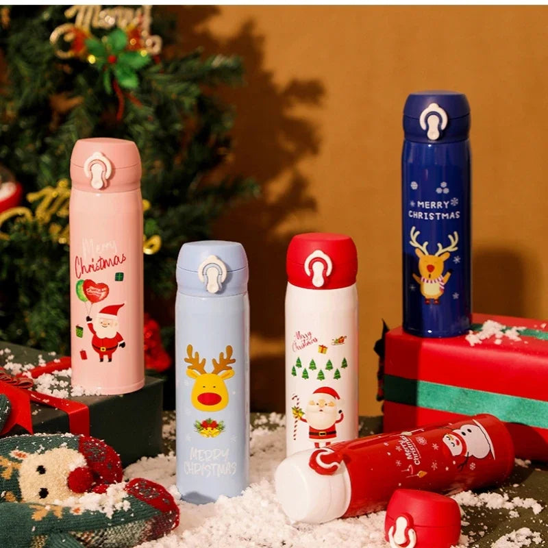 Axyaa Christmas Stainless Steel Vacuum Thermos Cup with Festive Designs for Xmas & New Year
