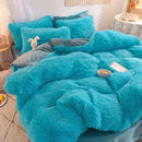 Axyaa Plush Pink Mink Velvet Queen Bedding Set with Sheets