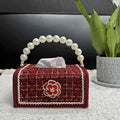 Axyaa Tissue Box: European & American Style, Handmade with Pearls, Ins Style Fabric