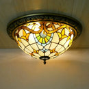 Axyaa Pastoral Glass Ceiling Lamp - European Style Colorful Round Fixture