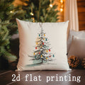 Axyaa Christmas-themed Pillowcases with Festive Scenes Pattern Square Cushion Cover