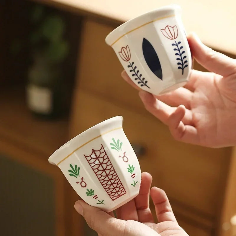 Axyaa Art Flower Espresso Cups - Set of 2