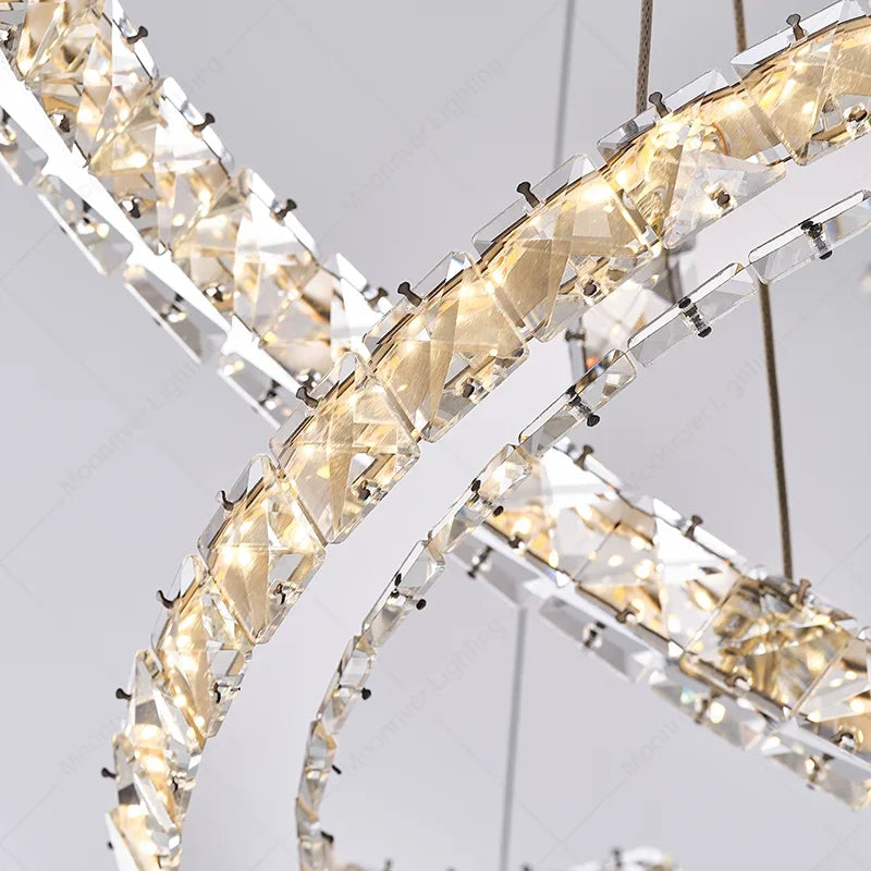 Axyaa Crystal Chandelier LED Pendant Light for Dinning Living Room Restaurant