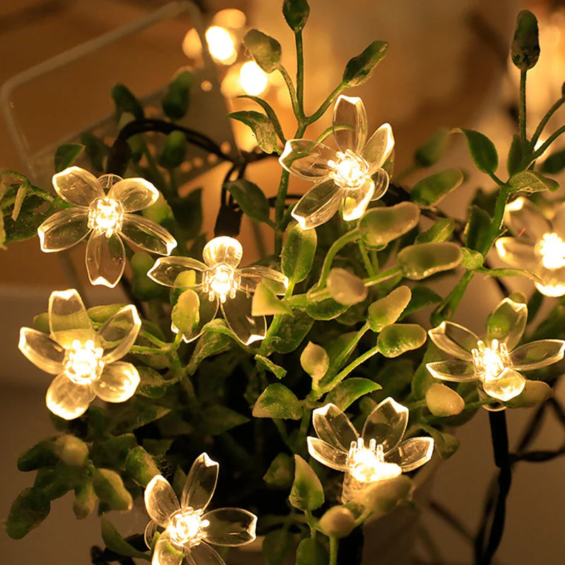 Solar Flower Lights Outdoor Garden Fairy Cherry Blossoms String Lights by Axya