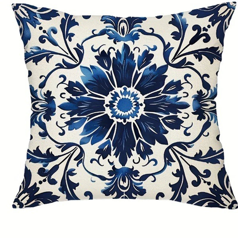 Axyaa Blue Floral Pattern Pillowcase - Home Decor Accent