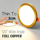 Axyaa LED Copper Ceiling Downlights: Ultra-Thin Round Panel Lamp for Kitchen, Bedroom, Stairway - 110V/220V